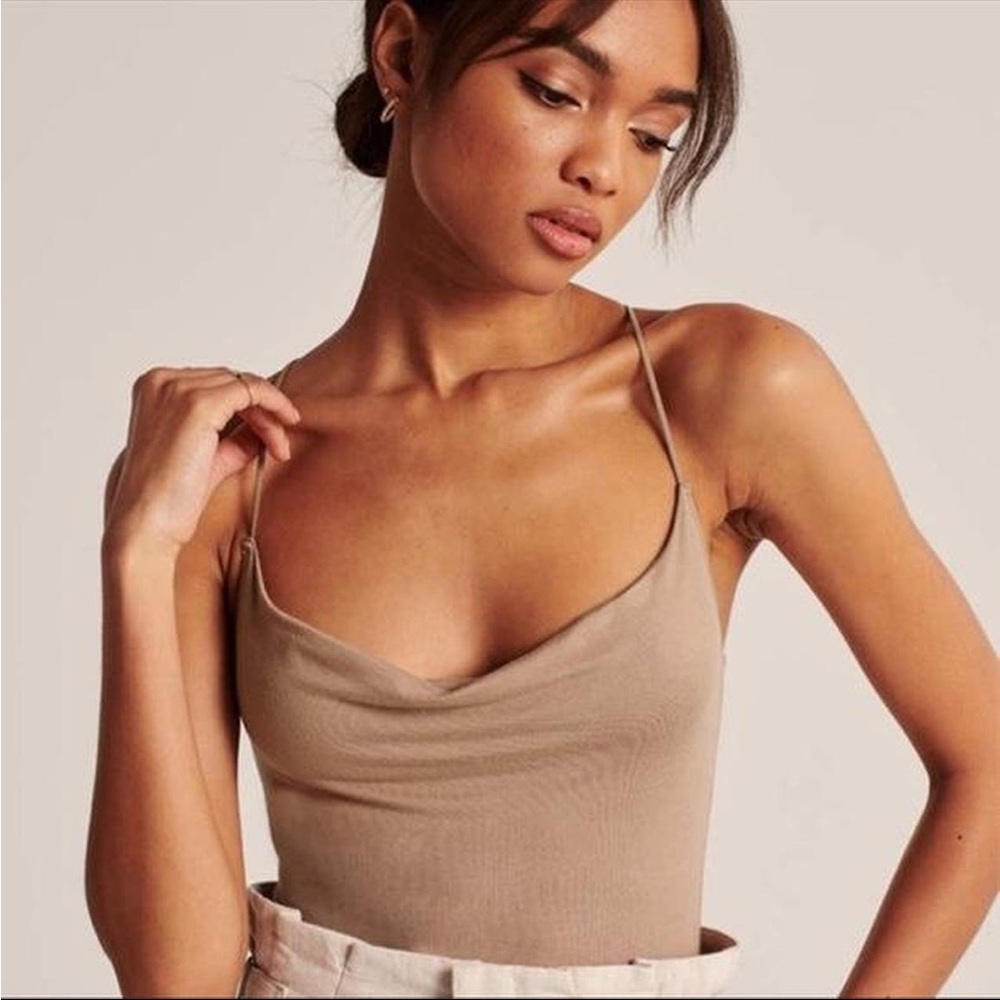 NWT Abercrombie Drapey Cowlneck Bodysuit in White
